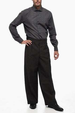 MM0 Single-pleated Wide Leg Wool Pants