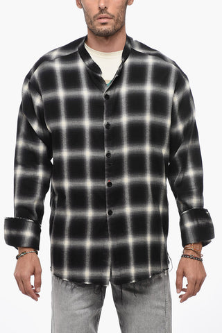 Flannel Oversized Shirt with Raw Cut
