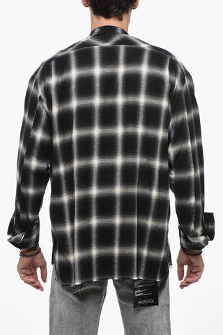 Flannel Oversized Shirt with Raw Cut