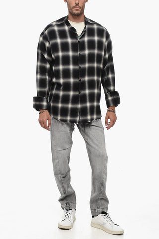 Flannel Oversized Shirt with Raw Cut