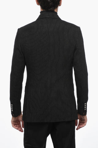 Peak Lapel Pinstriped Double-Breasted Blazer