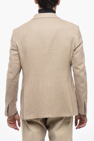 Virgin Wool Side Vents Notch Lapel 3-Button Blazer