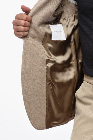 Virgin Wool Side Vents Notch Lapel 3-Button Blazer