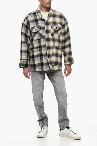 Overshirt Imbottita con Fantasia a Quadri