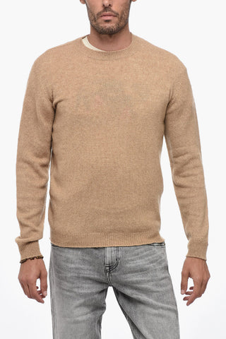 Crew Neck Wool and Camel Blend Sweater