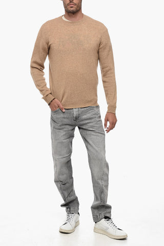 Crew Neck Wool and Camel Blend Sweater