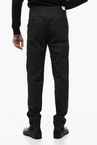 Wool Blend Slim Fit Pants with Cuffed Hem