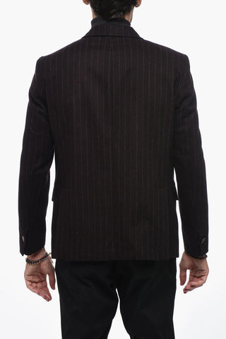 Pinstriped Double Breated Blazer with Split Back