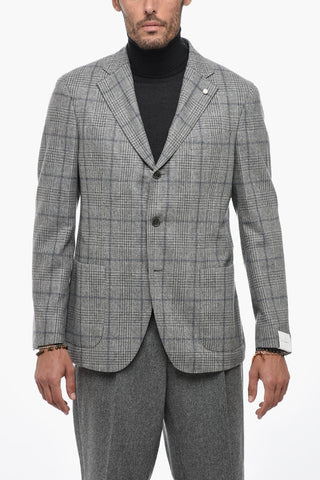 Blazer in Lana Vergine e Cashmere a Quadri