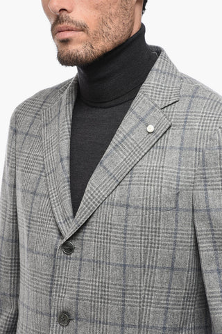 Blazer in Lana Vergine e Cashmere a Quadri