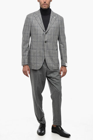 Blazer in Lana Vergine e Cashmere a Quadri
