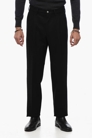 Double-Pleat Wool Blend Pants