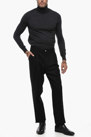Double-Pleat Wool Blend Pants