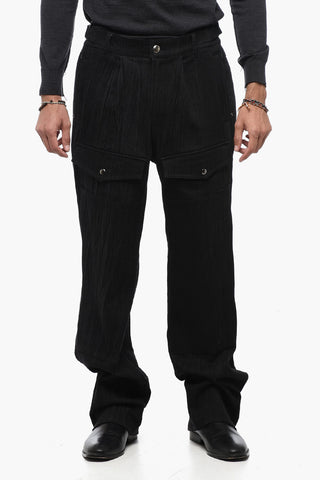 Single Pleat Cargo Pants with Belt Loops