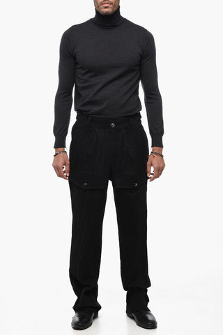 Single Pleat Cargo Pants with Belt Loops