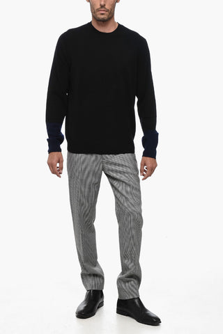 SHIRT Crew Neck Wool Sweater with Contrasting Sleeves