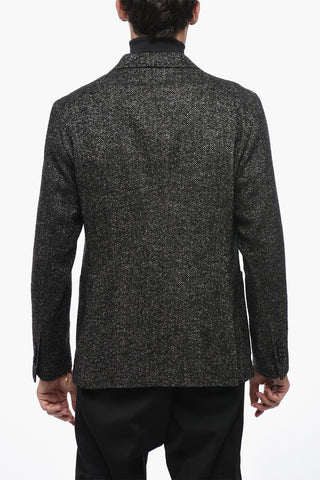 Peak Lapel Wool Blend Double-Breasted Blazer