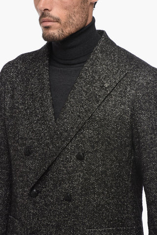 Peak Lapel Wool Blend Double-Breasted Blazer