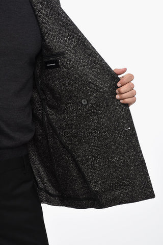 Peak Lapel Wool Blend Double-Breasted Blazer
