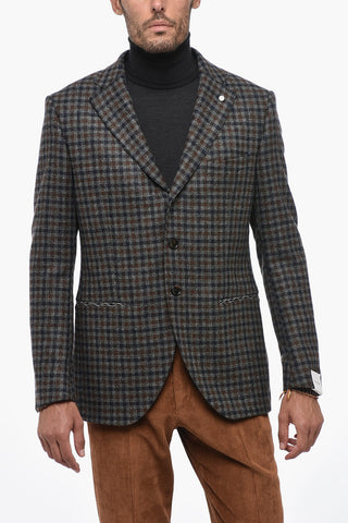 Virgin Wool and Cashemere check 3-Buttons Blazer