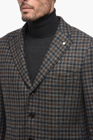 Virgin Wool and Cashemere check 3-Buttons Blazer