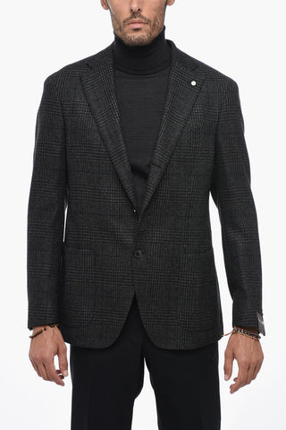 Virgin Wool and Silk Blazer with 3-Buttons