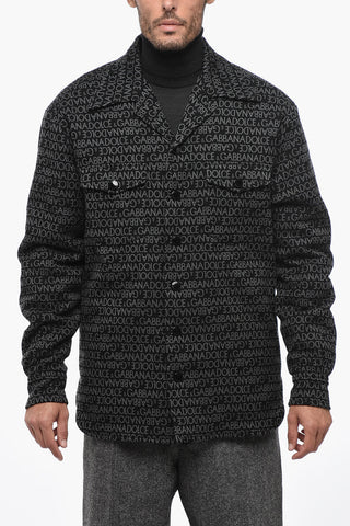 Padded Overshirt With Allover Jacquard Logo