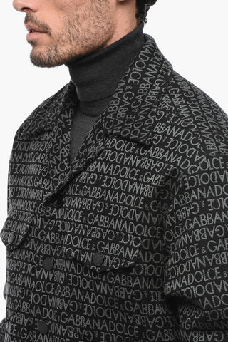 Padded Overshirt With Allover Jacquard Logo