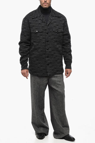 Padded Overshirt With Allover Jacquard Logo