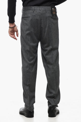 Virgin Wool Slim Fit Pants with Cuffed Hem