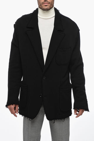 Brushed Cotton Blazer With Raw-cut Edges