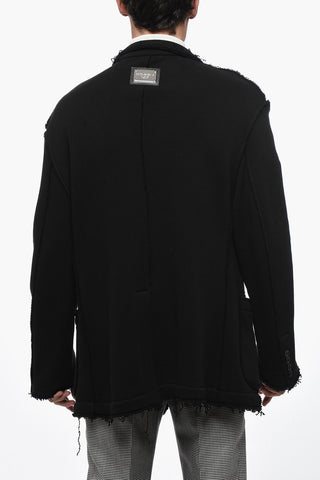 Brushed Cotton Blazer With Raw-cut Edges