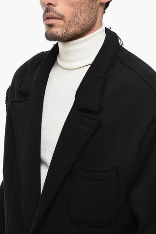 Brushed Cotton Blazer With Raw-cut Edges