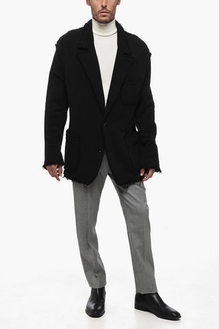 Brushed Cotton Blazer With Raw-cut Edges