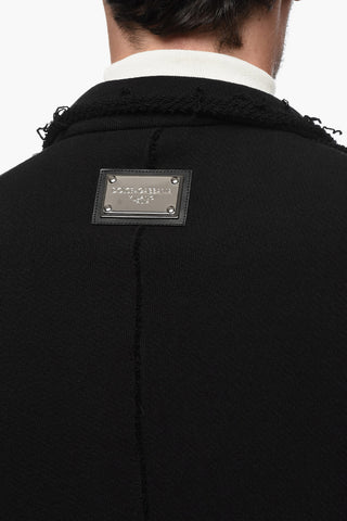 Brushed Cotton Blazer With Raw-cut Edges