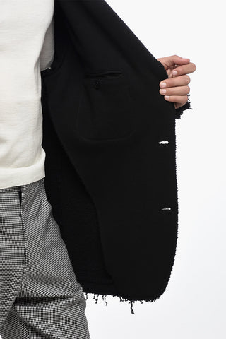 Brushed Cotton Blazer With Raw-cut Edges