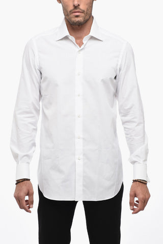 Poplin Cotton Shirt with Spread Collar