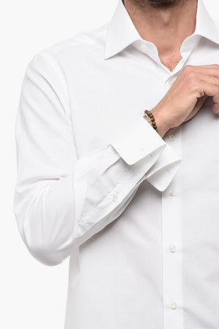 Poplin Cotton Shirt with Spread Collar