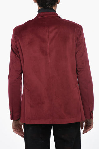 Velvet Double Breasted Blazer with Golden-Buttons