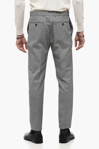 Pantaloni Slim-Fit In Lana Pied-De-Poule