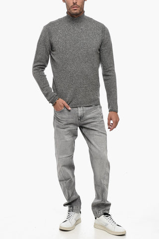 Maglia a Collo Alto in Misto Cammello
