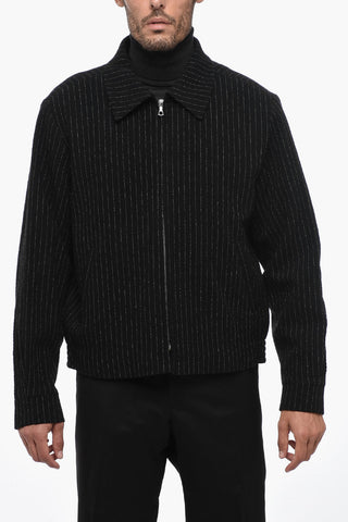 Pinestriped Wool Blend Jacket