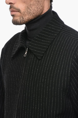 Pinestriped Wool Blend Jacket