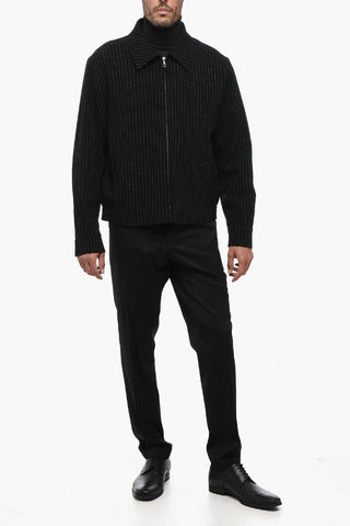Pinestriped Wool Blend Jacket