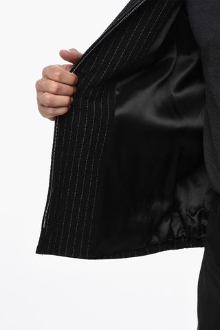 Pinestriped Wool Blend Jacket