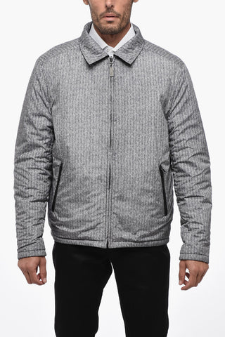 Leather Double-Face Jacket with Herringbone Pattern