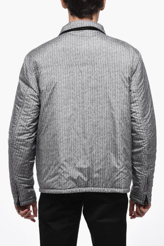 Leather Double-Face Jacket with Herringbone Pattern