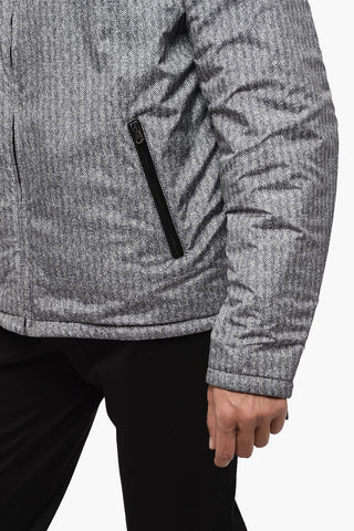 Leather Double-Face Jacket with Herringbone Pattern