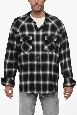 Flannel Oversized Shirt with Raw Cut