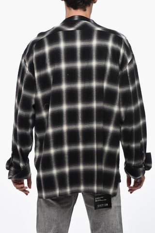 Flannel Oversized Shirt with Raw Cut